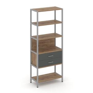 Односекционный стеллаж пятиярусный с ящиками