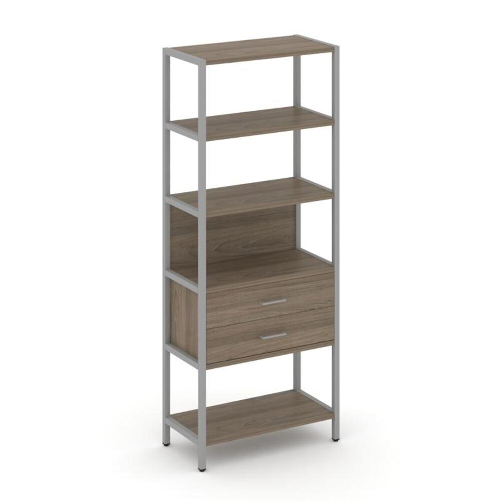 Односекционный стеллаж пятиярусный с ящиками