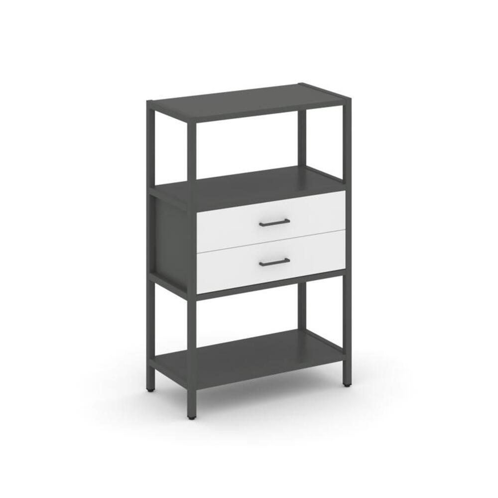 Односекционный стеллаж трехярусный с ящиками