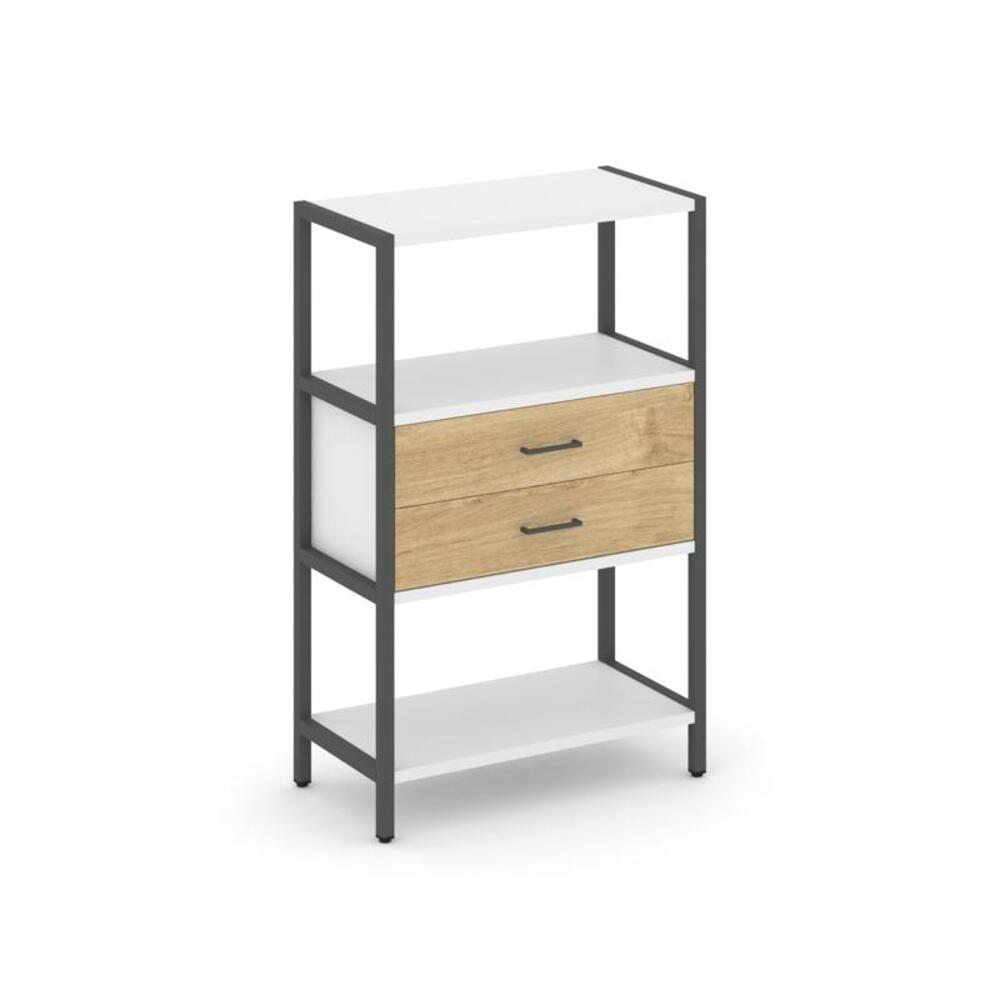 Односекционный стеллаж трехярусный с ящиками