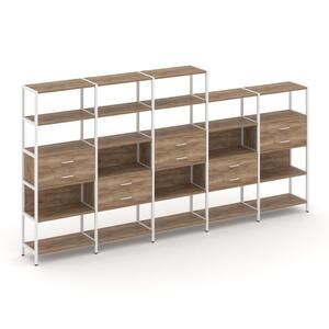 Пятисекционный стеллаж пятиярусный с ящиками