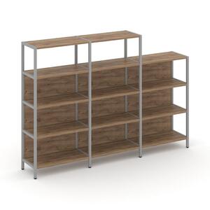 Трехсекционный стеллаж четырех/трехярусный