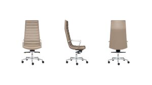 Кресло с высокой спинкой на крестовине, подлокотники хром