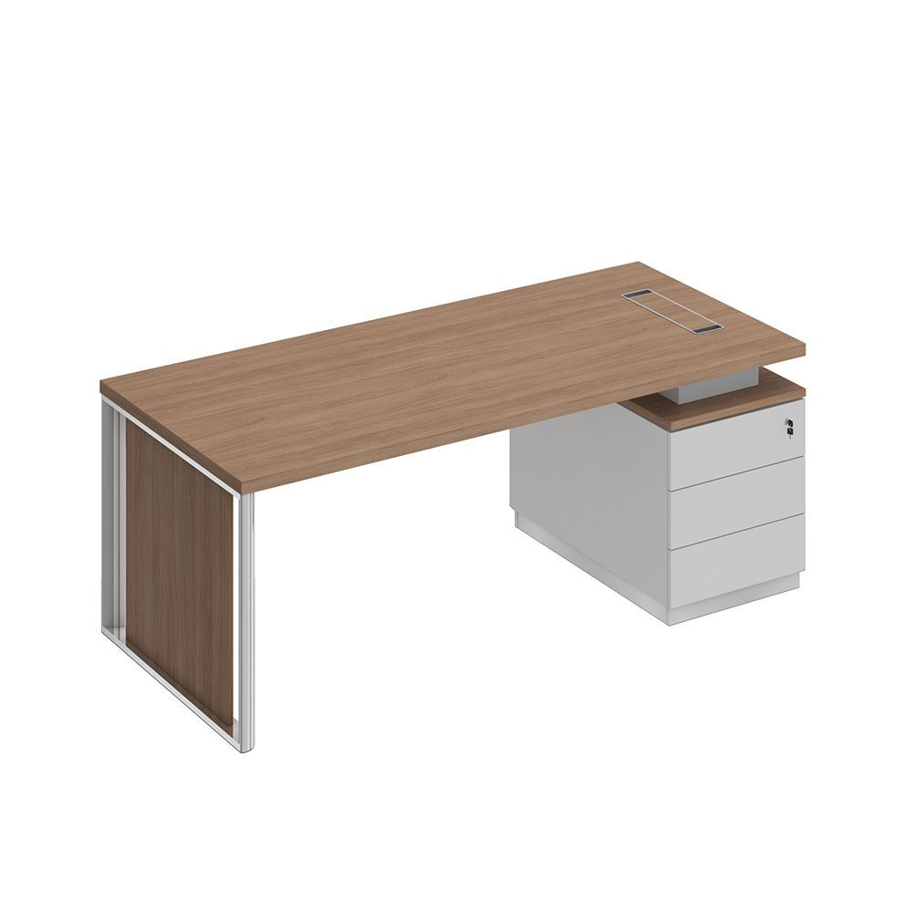 Стол на опорной тумбе  с декоративной вставкой